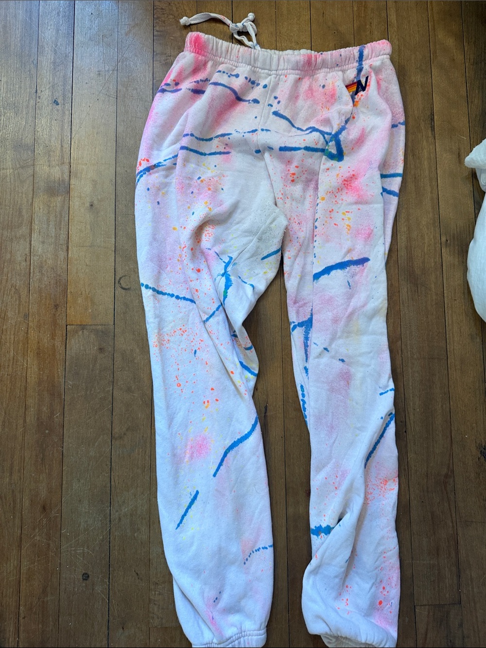 Aviator Nation White Tie-Dye Splatter Sweatshirt
